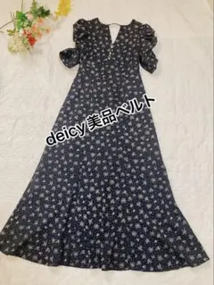 美品希少DEICY デイシー 花柄マキシワンピース ロング フレア パフスリーブ