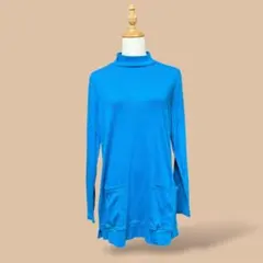 エ*イ様 古着スウェットトレーナーハイネックトップスブルー長袖ポケットUSAビン