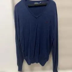 ポロラルフローレン　ポニー刺繍　Ｖネックニット　セーター　ネイビー　M