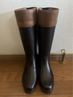 【お値下げしました】レディース　レインブーツ　長靴　ブラウン×ベージュ