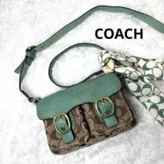 【希少】コーチ　ミニショルダーバッグ　11594 シグネチャーグリーン系