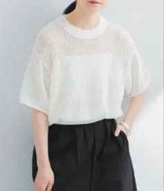 URBAN RESEARCH アーバンリサーチ 透かし柄ハーフスリーブニット