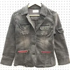 00's 平成 レトロ 古着 ギミック ブラックデニムテーラード ジャケット