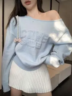 SHEIN ブルーニットトップス