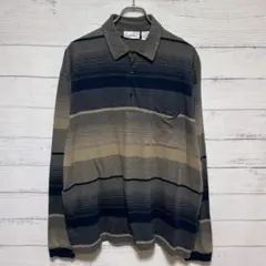 ゆ*ー様 アーノルドパーマー ポロシャツ 長袖 XL マルチボーダー 刺繍ロゴ