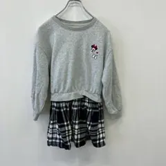 【a1396】ディズニー gap コラボ 長袖トレーナー切替ワンピース グレーのサムネイル