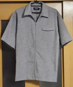 XLARGE ジップアップ 半袖シャツ グレー Lサイズ相当