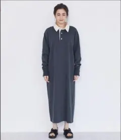 Champion ネイビー ロングワンピース ポロシャツワンピ