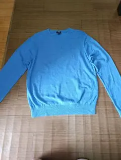 ユニクロ　コットンカシミヤクルーセーター　ブルーSサイズ