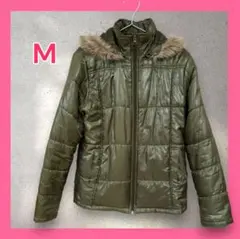 中綿ジャケット フード付き アウター ジャンパー レディース M カーキ