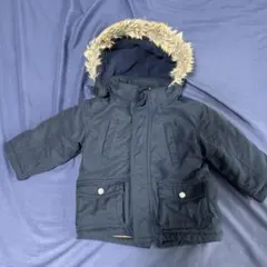 H&M ネイビー ダウンコート ファー付き