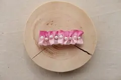 コットンパールとフランスリボンのバレッタ♡pink
