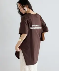 新品★Bonjour sagan　汗染み防止　前後ロゴTシャツ　ブラウン