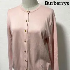 美品✨ バーバリーズ コットン ニット カーディガン ピンク 金ボタン 90s