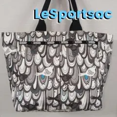 LeSportsac トートバッグ 鳥柄 肩掛け グレー系 ポーチ付き レスポのサムネイル