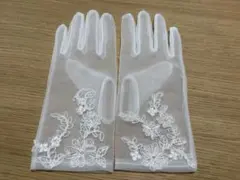 【美品】ウェディング　ショート　グローブ　レース　ブライダル