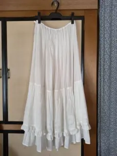 CASA FLINE カーサフライン　コットンティアードスカート　ホワイト