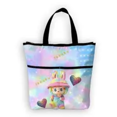 本日21日までの出品　ラブブ　LABUBUトートバッグ　虹色