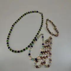 ビンテージビーズアクセサリーセット　ネックレス　ブレスレット