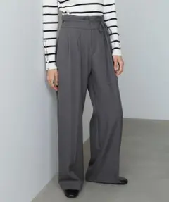 【匿名配送】SHEIN　グレー　ハイウエスト　リボン　スラックス　M
