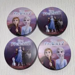 アナと雪の女王 ブリキ缶 2柄 4個♪ 비매품 丸型 ディズニー 小物入れ