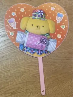 ポムポムプリン ミラクルギフトパレード ハート型うちわ　ピューロランドグッズ