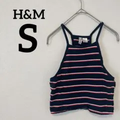 H&M 【S】ネイビー ストライプ キャミソール タンクトップ