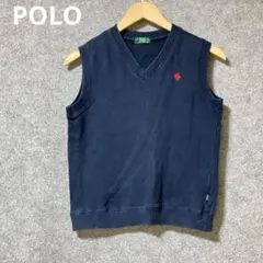 POLO ネイビー Vネック ベスト