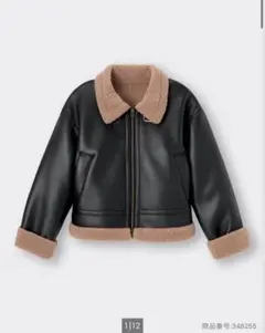 ブラック/ベージュ ムートンコート M GU