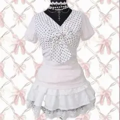 axes femme✨️ドットコア リボントップス y2k ウィッシュコア 平成