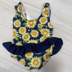 ひまわり柄フリル付きベビー水着