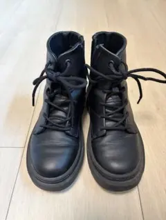 ZARA ブラックレザー ブーツ　キッズ　30 19cm ジッパーブーツ