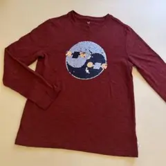 GAP 赤（エンジ）長袖カットソー ロンT スパンコールデザイン 140