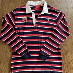 PUMA ストライプ長袖ポロシャツ 160