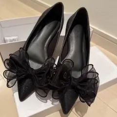 RANDA 2WAY リボンラメフラットパンプス