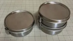 中古　18-8ステンレス　丸型ランチボックス　工房アイザワ 1段・2段セットのサムネイル