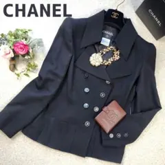 CHANEL シャネル テーラードジャケット ビッグボタン ブラック サイズ40 CHANEL - シャネル ジャケット CHANEL ブラック ネイビー ブルー