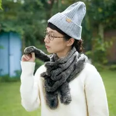 サニークラウズ feat. 猫部 フェイクファーの猫たんぽウォーマー　マフラーのサムネイル