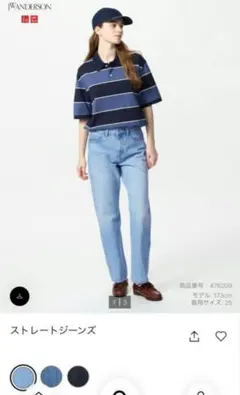 ユニクロ ストレートジーンズ JWA 21 ブルー デニム