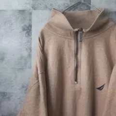 ノーティカ　スウェットトレーナーUSA古着ベージュハーフジップ2XL　C29,6