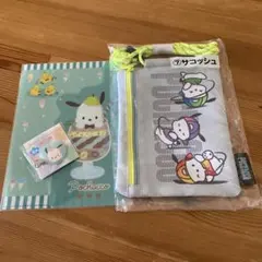 ポチャッコ当たりくじ サコッシュ＆セブンイレブン限定クリアファイル ヘアピン