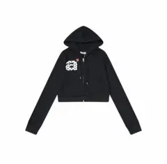 ♡ aeae パーカー ブラック ジップアップフーディレディース韓国クロップド丈 aeaeクロップドパーカー ブラック レディース Mサイズ｜Yahoo!フリマ