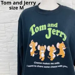トムとジェリー スウェット M 緑 ジェリー プリント 裏起毛 キャラクターのサムネイル