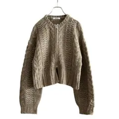 gleam グリーム　ケーブル編みジップアップニットカーディガン　Fサイズ