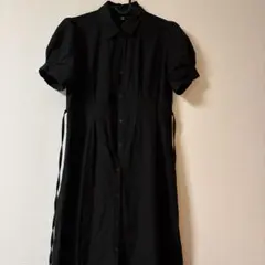 ブラック パフスリーブ シャツワンピース