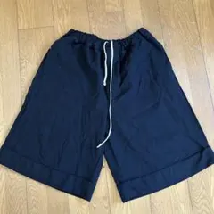 ブラックコムデギャルソン　25SS エステル縮絨　ショーツ　ハーフパンツ　L ブラックコムデギャルソン 25SS エステルヘビーサテン洗いショート