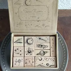 最後　新品　スタンプ　土星　流れ星　月　宇宙　木星　ムーン　木製　コラージュ