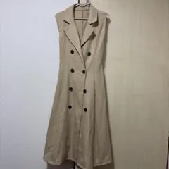 Azul by moussyベージュ ロングジレ トレンチ風 ベスト