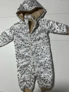 ベビーアウター　花柄　ジャンプスーツ　スノーウェア　90サイズ　冬　雪遊び