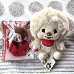 モンチッチ　ぽってりお手玉ぬいぐるみ フェイスマスコットシュシュ 2点セット